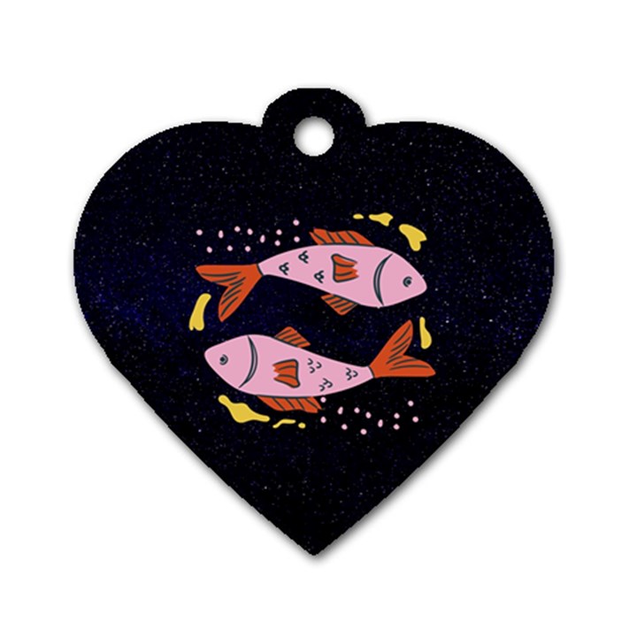 Fish Pisces Astrology Star Zodiac Dog Tag Heart (One Side)