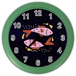 Fish Pisces Astrology Star Zodiac Color Wall Clock Front