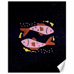 Fish Pisces Astrology Star Zodiac Canvas 11  X 14 