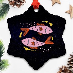 Fish Pisces Astrology Star Zodiac Snowflake Ornament (two Sides)