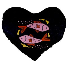 Fish Pisces Astrology Star Zodiac Large 19  Premium Heart Shape Cushions