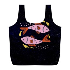 Fish Pisces Astrology Star Zodiac Full Print Recycle Bag (l) by HermanTelo