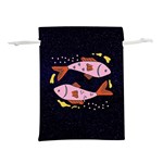 Fish Pisces Astrology Star Zodiac Lightweight Drawstring Pouch (L) Front