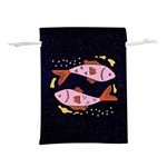 Fish Pisces Astrology Star Zodiac Lightweight Drawstring Pouch (L) Back