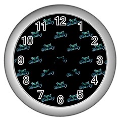 Just Beauty Words Motif Print Pattern Wall Clock (silver) by dflcprintsclothing