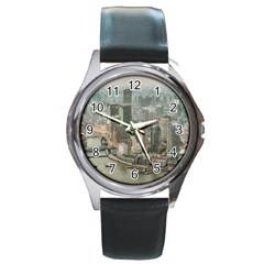 Lujiazui District Aerial View, Shanghai China Round Metal Watch by dflcprintsclothing