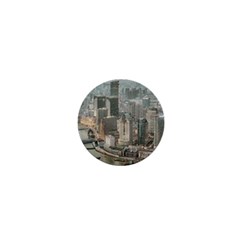 Lujiazui District Aerial View, Shanghai China 1  Mini Buttons by dflcprintsclothing