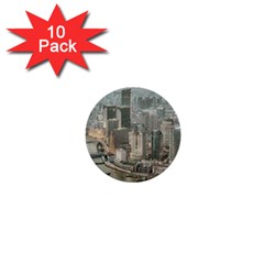 Lujiazui District Aerial View, Shanghai China 1  Mini Buttons (10 Pack)  by dflcprintsclothing