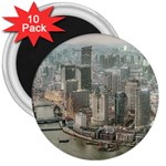 Lujiazui District Aerial View, Shanghai China 3  Magnets (10 pack)  Front