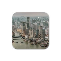 Lujiazui District Aerial View, Shanghai China Rubber Square Coaster (4 Pack)  by dflcprintsclothing