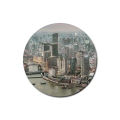 Lujiazui District Aerial View, Shanghai China Rubber Coaster (round)  by dflcprintsclothing