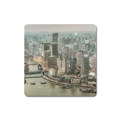 Lujiazui District Aerial View, Shanghai China Square Magnet by dflcprintsclothing