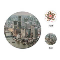 Lujiazui District Aerial View, Shanghai China Playing Cards Single Design (round) by dflcprintsclothing