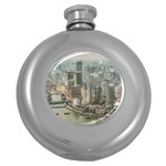 Lujiazui District Aerial View, Shanghai China Round Hip Flask (5 oz) Front