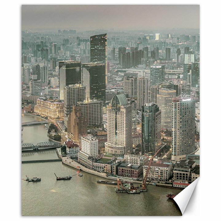 Lujiazui District Aerial View, Shanghai China Canvas 8  x 10 