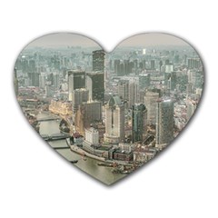 Lujiazui District Aerial View, Shanghai China Heart Mousepads by dflcprintsclothing