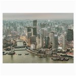 Lujiazui District Aerial View, Shanghai China Large Glasses Cloth Front