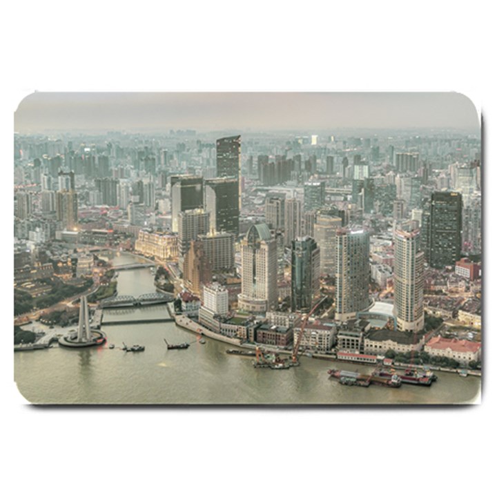 Lujiazui District Aerial View, Shanghai China Large Doormat 