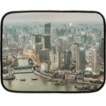 Lujiazui District Aerial View, Shanghai China Double Sided Fleece Blanket (Mini)  35 x27  Blanket Front