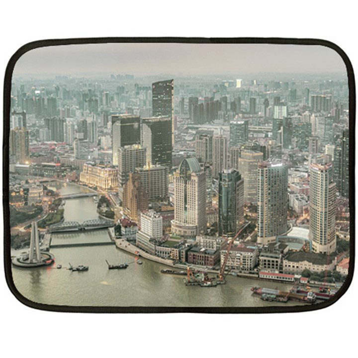 Lujiazui District Aerial View, Shanghai China Double Sided Fleece Blanket (Mini) 