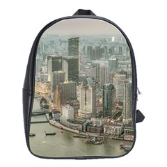 Lujiazui District Aerial View, Shanghai China School Bag (large) by dflcprintsclothing