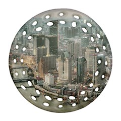 Lujiazui District Aerial View, Shanghai China Ornament (round Filigree) by dflcprintsclothing