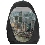 Lujiazui District Aerial View, Shanghai China Backpack Bag Front