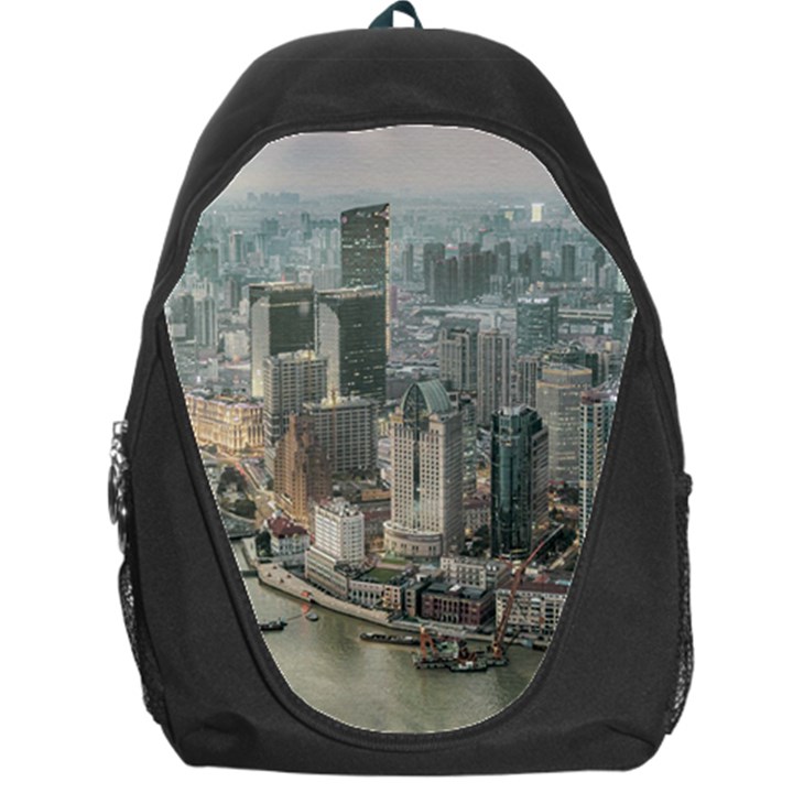 Lujiazui District Aerial View, Shanghai China Backpack Bag