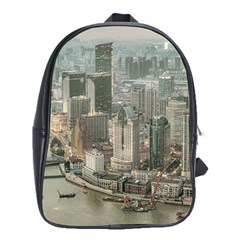 Lujiazui District Aerial View, Shanghai China School Bag (xl)