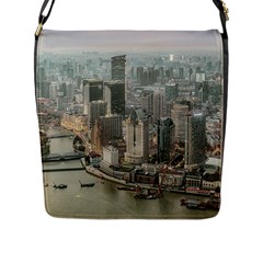 Lujiazui District Aerial View, Shanghai China Flap Closure Messenger Bag (l) by dflcprintsclothing