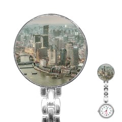 Lujiazui District Aerial View, Shanghai China Stainless Steel Nurses Watch by dflcprintsclothing