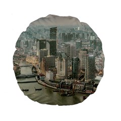 Lujiazui District Aerial View, Shanghai China Standard 15  Premium Flano Round Cushions by dflcprintsclothing