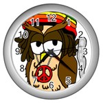  Rainbow Stoner Owl Wall Clock (Silver) Front