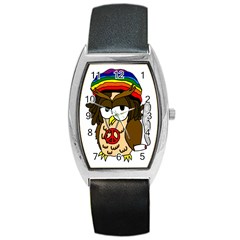  Rainbow Stoner Owl Barrel Style Metal Watch by IIPhotographyAndDesigns