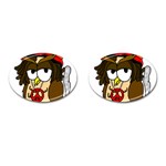  Rainbow Stoner Owl Cufflinks (Oval) Front(Pair)