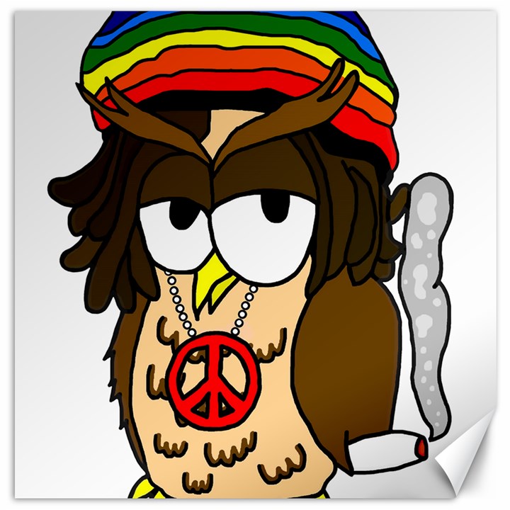  Rainbow Stoner Owl Canvas 16  x 16 