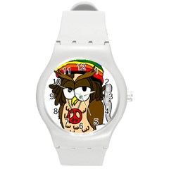  Rainbow Stoner Owl Round Plastic Sport Watch (m) by IIPhotographyAndDesigns