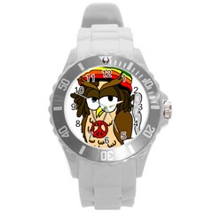  Rainbow Stoner Owl Round Plastic Sport Watch (l) by IIPhotographyAndDesigns