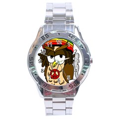  Rainbow Stoner Owl Stainless Steel Analogue Watch by IIPhotographyAndDesigns