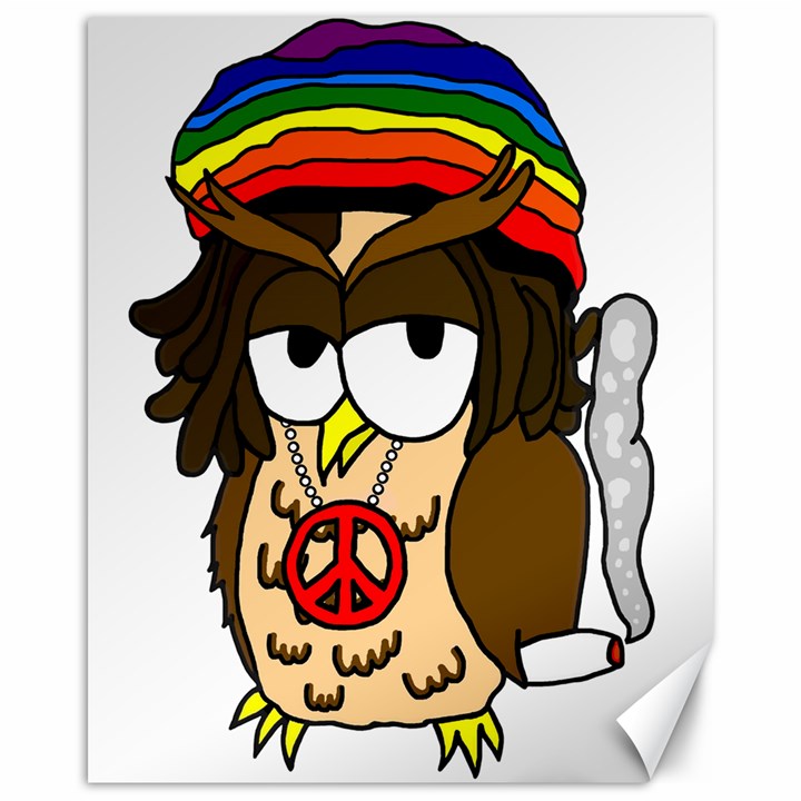  Rainbow Stoner Owl Canvas 16  x 20 