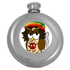  Rainbow Stoner Owl Round Hip Flask (5 Oz) by IIPhotographyAndDesigns