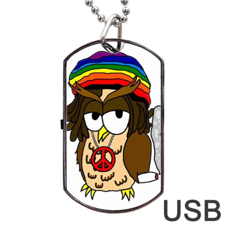  Rainbow Stoner Owl Dog Tag USB Flash (One Side)