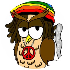  Rainbow Stoner Owl Wooden Bottle Opener (round)