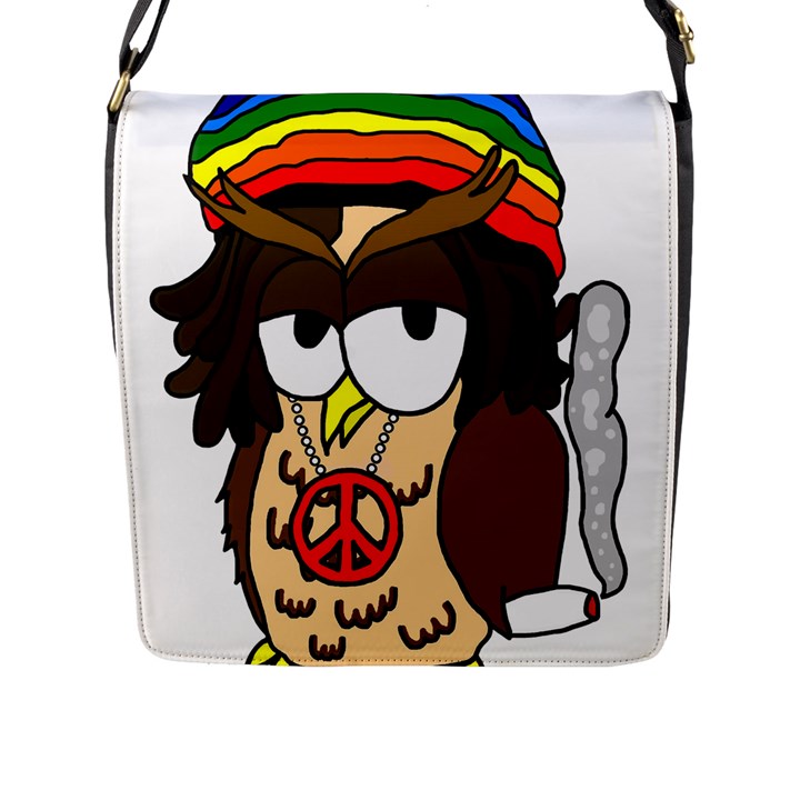  Rainbow Stoner Owl Flap Closure Messenger Bag (L)