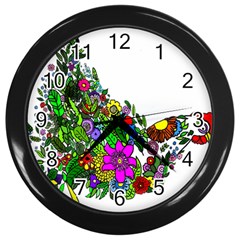 Flower Chicken Wall Clock (black) by IIPhotographyAndDesigns