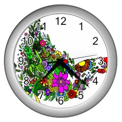 Flower Chicken Wall Clock (silver) by IIPhotographyAndDesigns