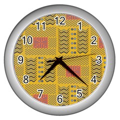 Digital Paper African Tribal Wall Clock (silver) by HermanTelo