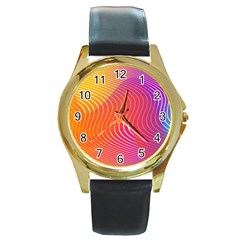 Chevron Line Poster Music Round Gold Metal Watch by Mariart