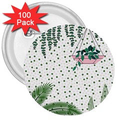 Plants Flowers Nature Blossom 3  Buttons (100 Pack)  by Mariart