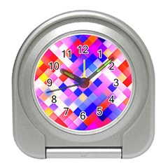 Squares Pattern Geometric Seamless Travel Alarm Clock by Dutashop